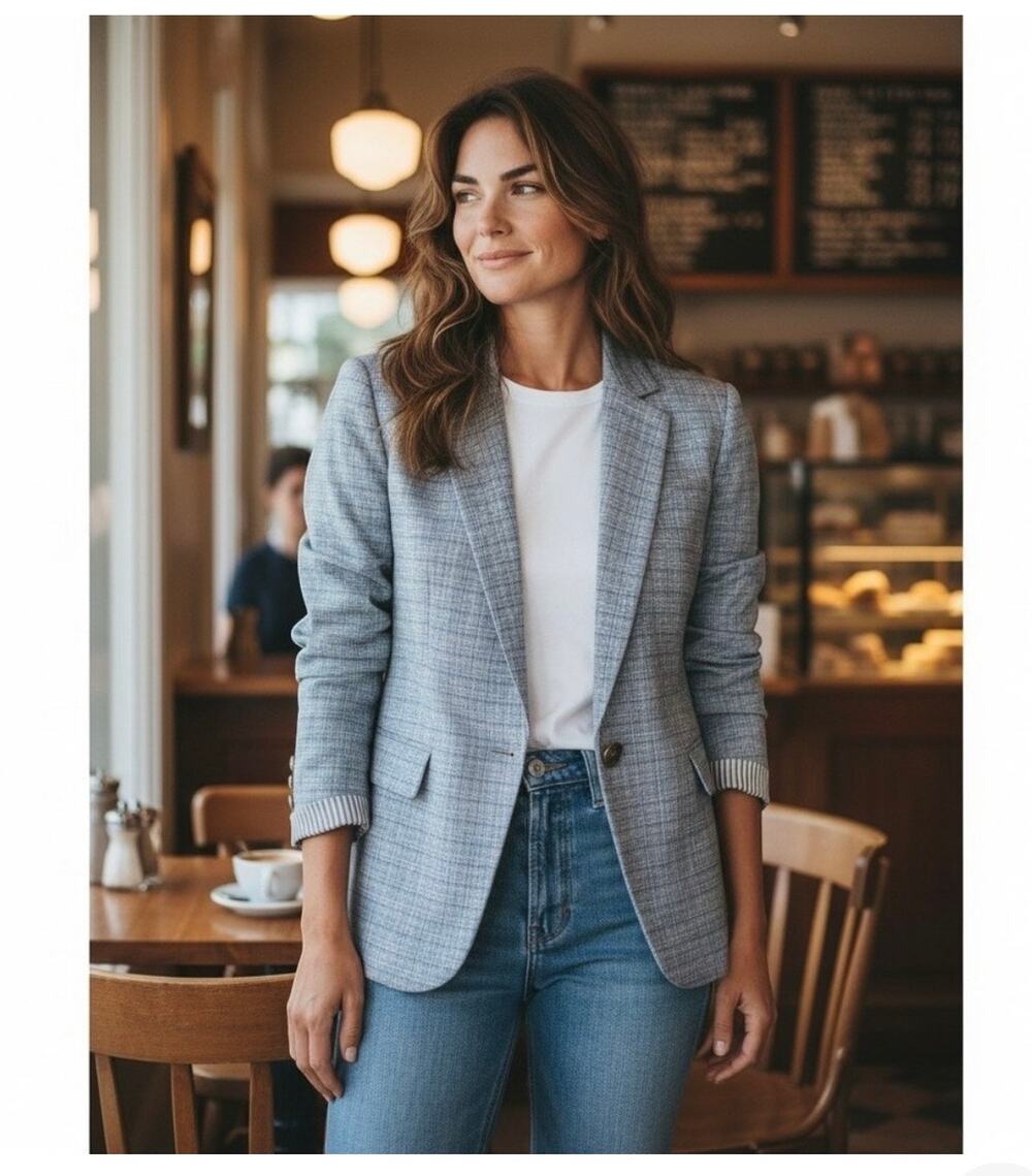 Veronica Beard Blue Plaid Dickey Blazer